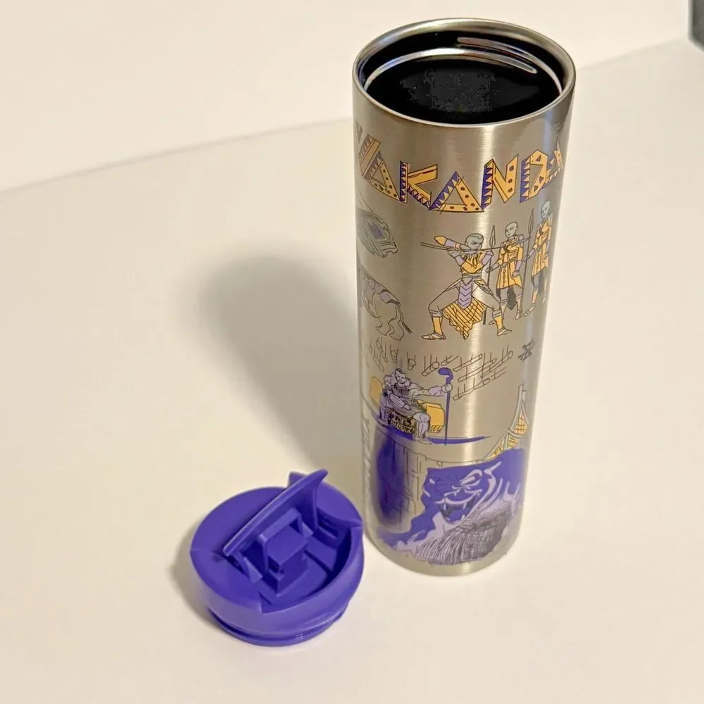 Starbucks Marvel Wakanda Black Panther Stainless Steel Tumbler 2023 Purple Lid